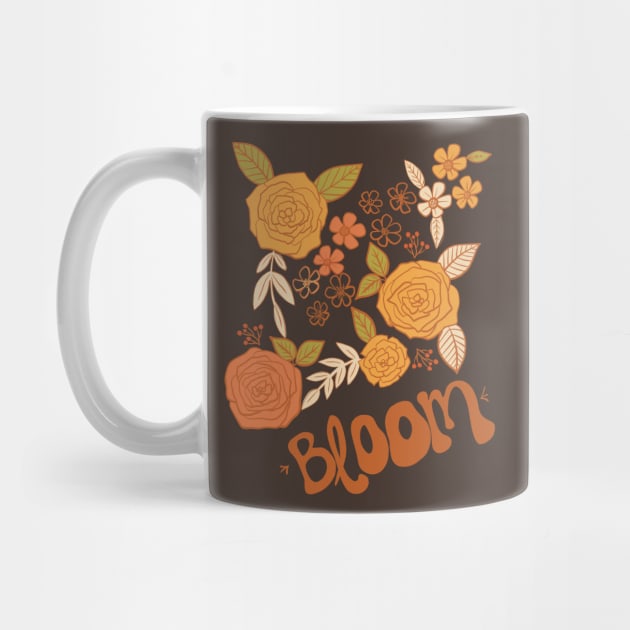 Retro Fall Florals, Retro Autumn Blooms, Trending Retro Flowers Design by Guncha Kumar